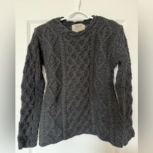 Aran Sweater Market Charcoal Gray Lambay Aran Sweater 100% Irish Wool
